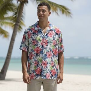 Greenside Golf Tropical Floral Mens Polo, M